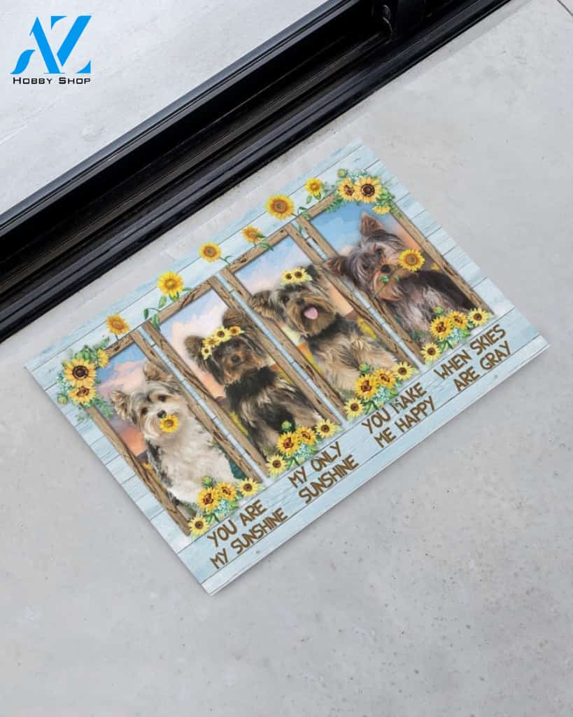 Yorkie You Are My Sunshine Sunflower Funny Indoor And Outdoor Doormat Gift For Dog Lovers Decor Warm House Gift Welcome Mat