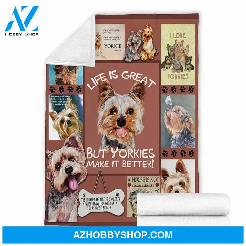 Yorkies Blanket Fleece Blanket Home Decor Bedding Couch Sofa Soft and Comfy Cozy, Gift For Friend Family, Gift For Dog Lover