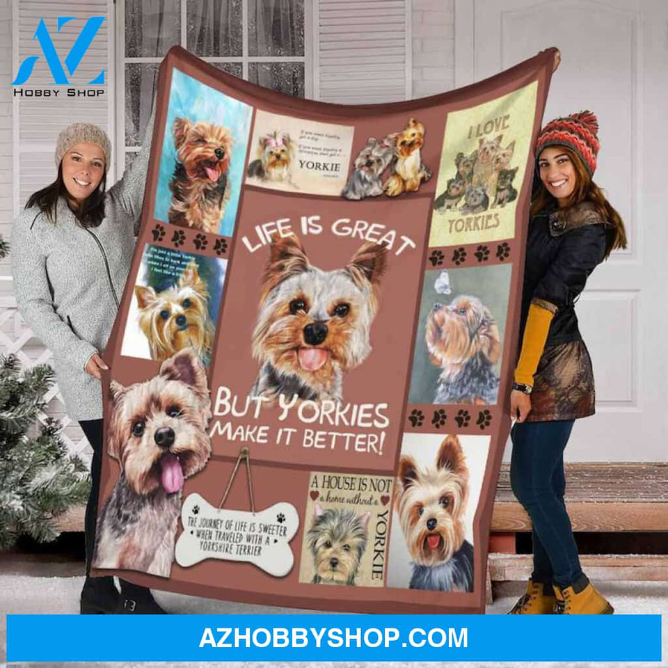 Yorkies Blanket Fleece Blanket Home Decor Bedding Couch Sofa Soft and Comfy Cozy, Gift For Friend Family, Gift For Dog Lover