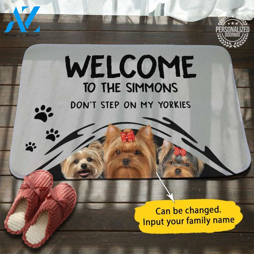 Yorkies Personalized Name Doormat