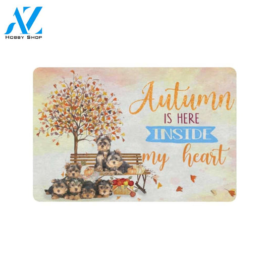 Yorkshire Autumn Inside My Heart Indoor And Outdoor Doormat Gift For Yorkshire Dog lovers Gift For Friend & Family Home Decor Warm House Gift Welcome Mat