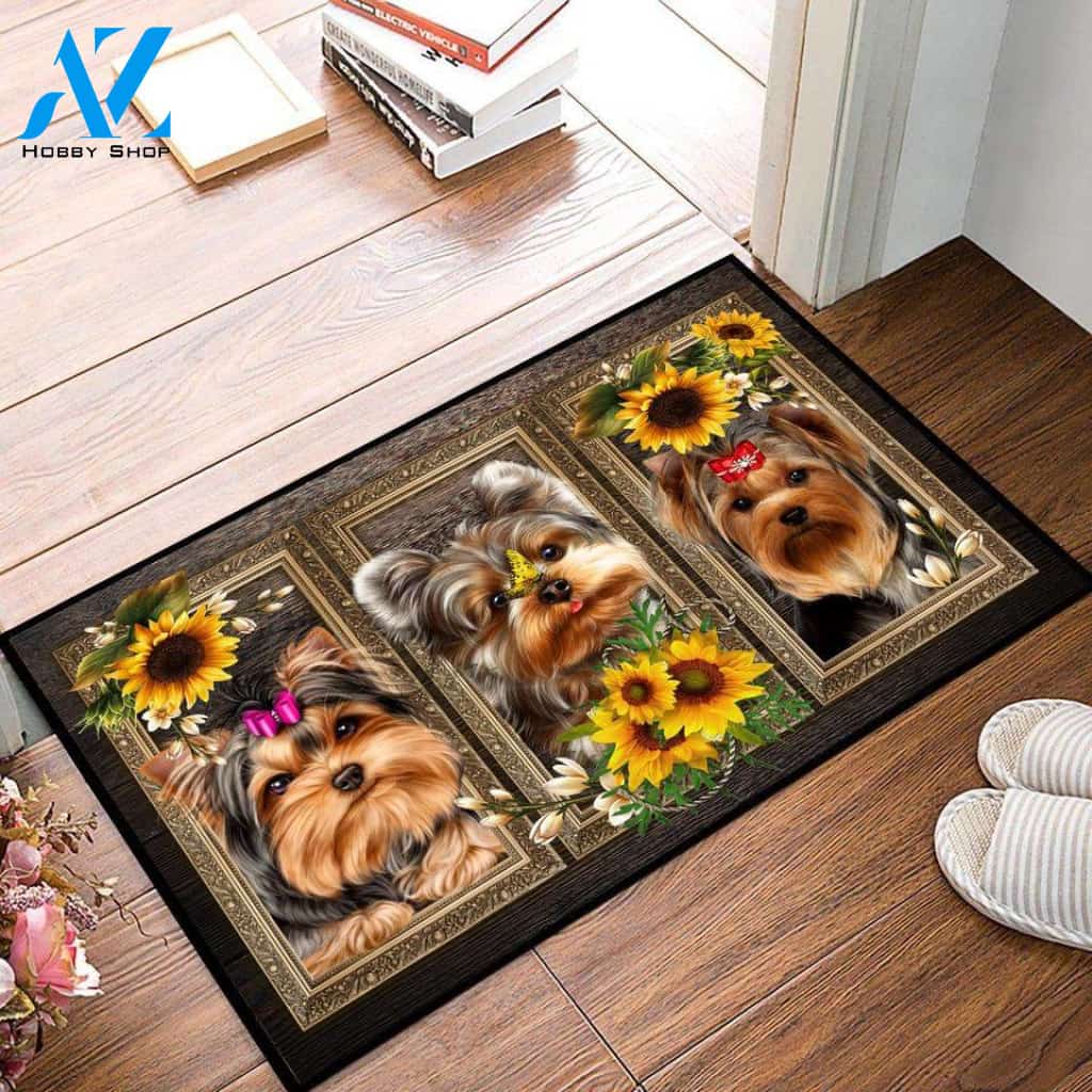 Yorkshire Lovely Sunflowers Gift For You Indoor And Outdoor Doormat Warm House Gift Welcome Mat Gift For Dog Lovers Birthday Gift