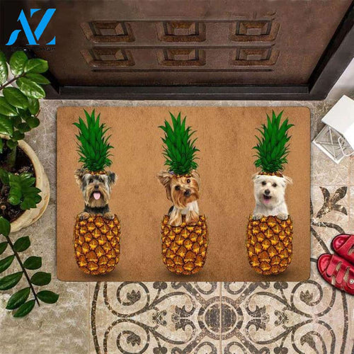 Yorkshire Pineapple Cute Funny Indoor And Outdoor Doormat Warm House Gift Welcome Mat Birthday Gift For Dog Lovers