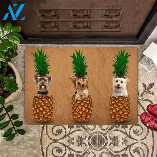 Yorkshire Pineapple Cute Funny Indoor And Outdoor Doormat Warm House Gift Welcome Mat Birthday Gift For Dog Lovers