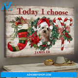 Yorkshire Terrier - Christmas sock and candy - Today I choose Joy Landscape Canvas Prints, Wall Art