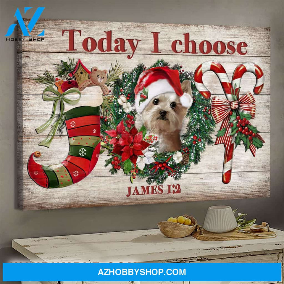 Yorkshire Terrier - Christmas sock and candy - Today I choose Joy Landscape Canvas Prints, Wall Art