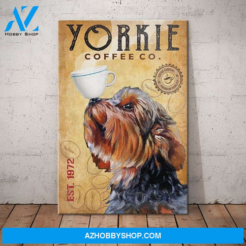 Yorkshire Terrier Coffee Company Canvas Wall Art, Wall Decor Visual Art