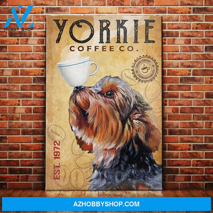 Yorkshire Terrier Coffee Company Canvas Wall Art, Wall Decor Visual Art