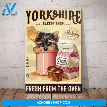 Yorkshire Terrier Dog Bakery Shop Canvas Wall Art, Wall Decor Visual Art