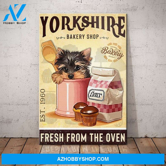 Yorkshire Terrier Dog Bakery Shop Canvas Wall Art, Wall Decor Visual Art