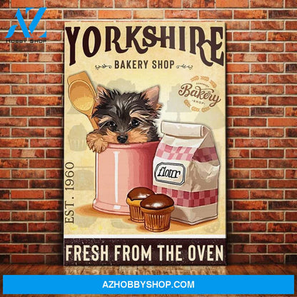 Yorkshire Terrier Dog Bakery Shop Canvas Wall Art, Wall Decor Visual Art