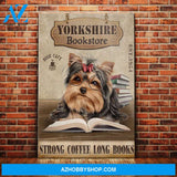 Yorkshire Terrier Dog Book Store Company Canvas Wall Art, Wall Decor Visual Art