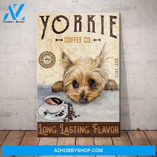 Yorkshire Terrier Dog Coffee Company Canvas Wall Art, Wall Decor Visual Art
