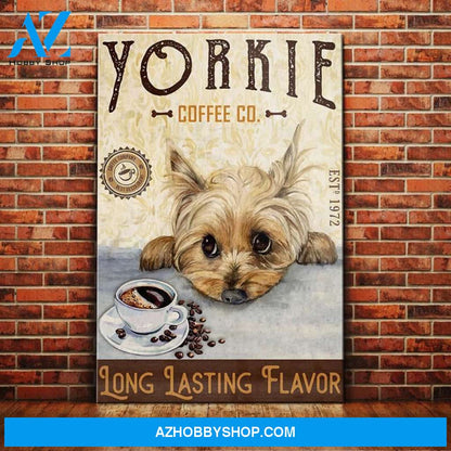 Yorkshire Terrier Dog Coffee Company Canvas Wall Art, Wall Decor Visual Art