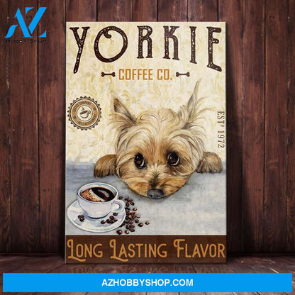Yorkshire Terrier Dog Coffee Company Canvas Wall Art, Wall Decor Visual Art
