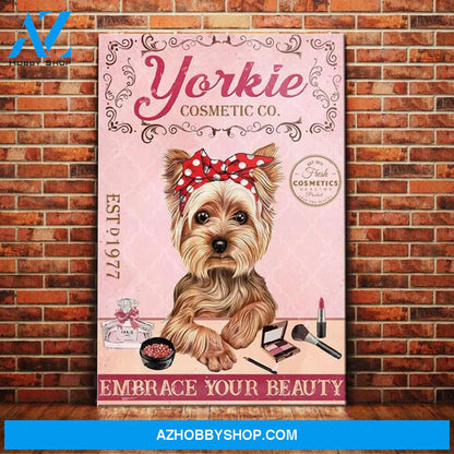 Yorkshire Terrier Dog Cosmetic Company Canvas Wall Art, Wall Decor Visual Art