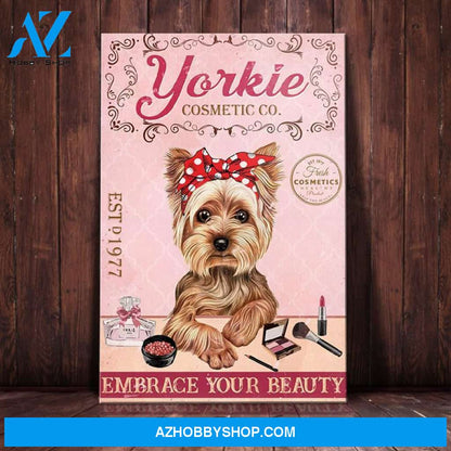 Yorkshire Terrier Dog Cosmetic Company Canvas Wall Art, Wall Decor Visual Art