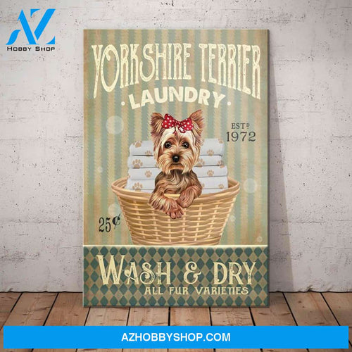 Yorkshire Terrier Dog Laundry Company Canvas Wall Art, Wall Decor Visual Art