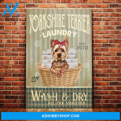 Yorkshire Terrier Dog Laundry Company Canvas Wall Art, Wall Decor Visual Art
