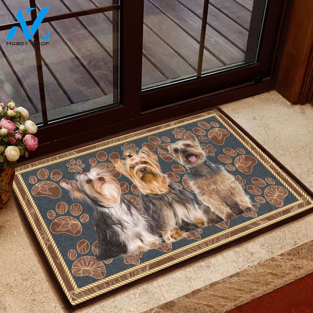 Yorkshire Terrier Floral Paw - Dog Doormat | Welcome Mat | House Warming Gift