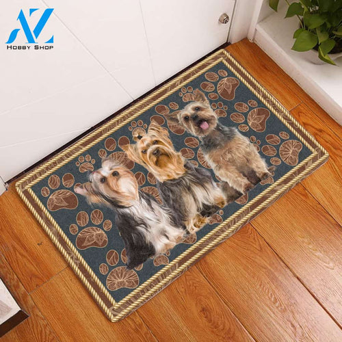Yorkshire Terrier Floral Paw - Dog Doormat Welcome Mat House Warming Gift Home Decor Gift for Dog Lovers Funny Doormat Gift Idea