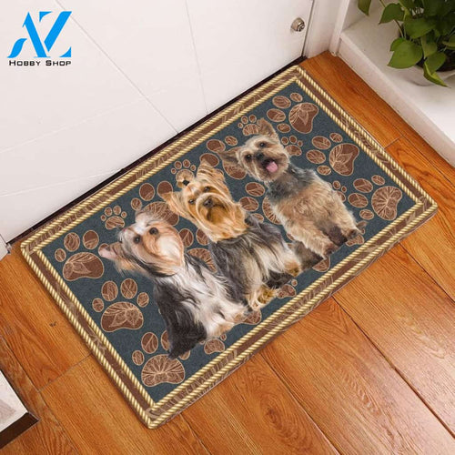 Yorkshire Terrier Flower Paw Dog Doormat