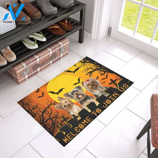 Yorkshire Terrier Halloween Welcome To Join Us Funny Indoor And Outdoor Doormat Gift For Dog Lovers Decor Warm House Gift Welcome Mat Halloween Decor