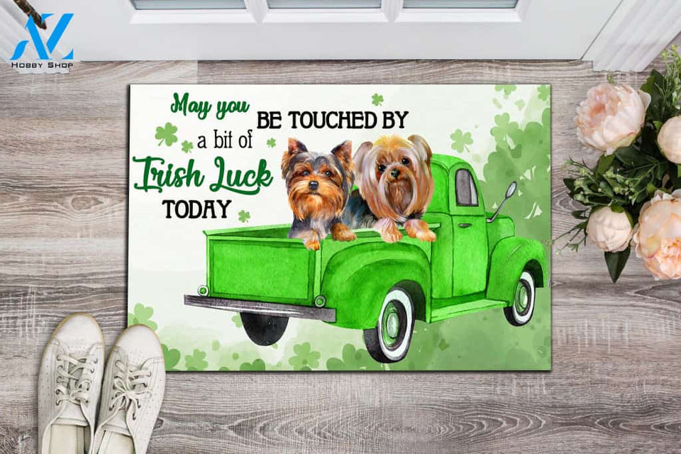 Yorkshire Terrier Irish Luck Today Doormat | Welcome Mat | House Warming Gift
