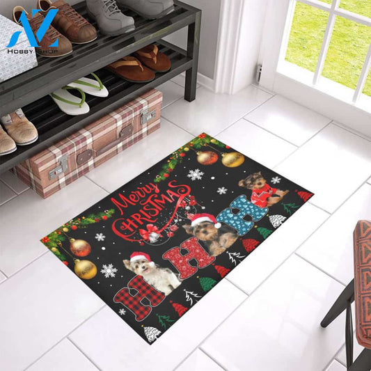 Yorkshire Terrier Merry Christmas Doormat Welcome Mat Housewarming Gift Home Decor Funny Doormat Gift For Dog Lovers Gift For Friend Gift For Christmas