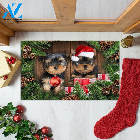 Yorkshire Terrier Merry Christmas Doormat Cute Welcome Mat Housewarming Home Decor Funny Doormat Gift For Friend