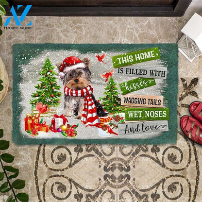 Yorkshire Terrier This Home Is Filled With Kisses Christmas Dog Doormat
