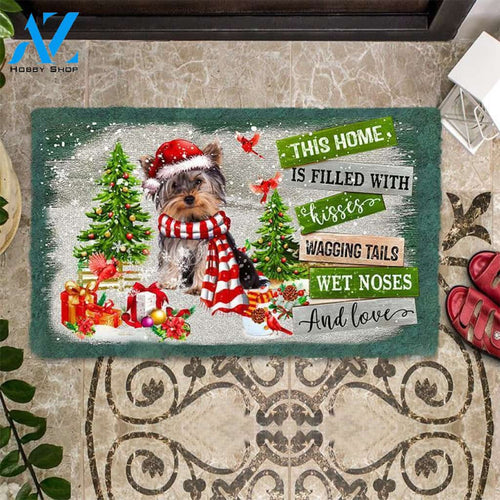 Yorkshire Terrier This Home Is Filled With Kisses Christmas Dog Doormat