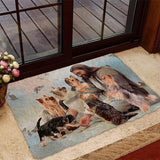 Jesus Surrounded By Yorkshire Terriers Doormat