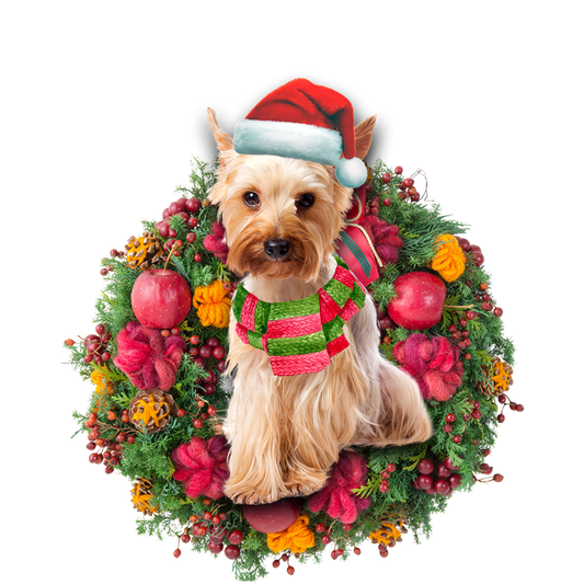 Godmerch- Ornament- Yorkshire Terrier Christmas Ornament, Happy Christmas Ornament, Car Ornament