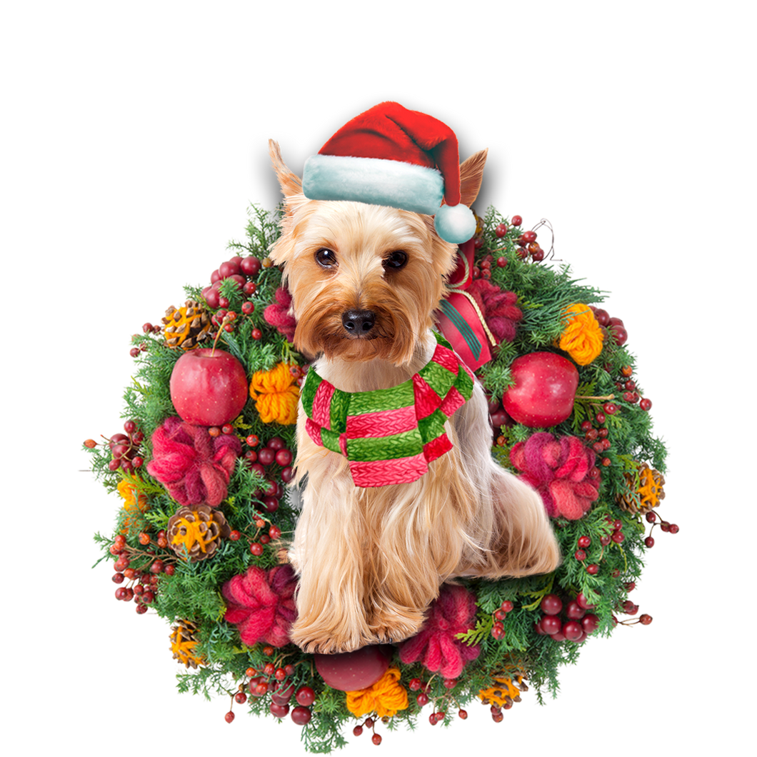Godmerch- Ornament- Yorkshire Terrier Christmas Ornament, Happy Christmas Ornament, Car Ornament