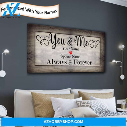 You And Me Always & Forever Personalized Canvas