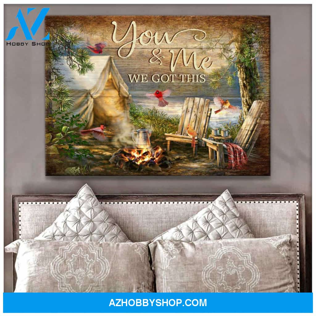 You and Me Camping Cardinal Canvas Wall Art, Wall Decor Visual Art