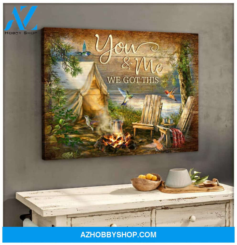 You and Me Camping Hummingbird Canvas Wall Art, gifts for hummingbird lovers
