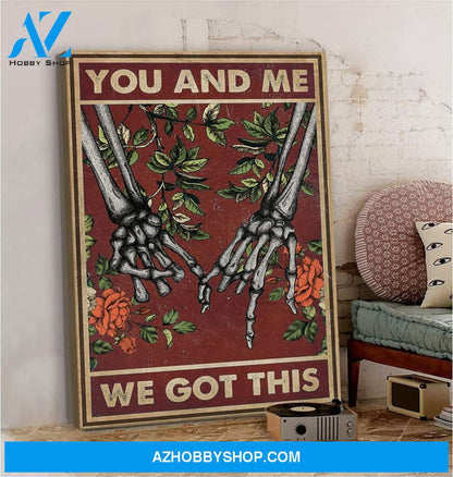 You And Me Hold Hand Together Skull Lovers Canvas Gift For Her For Him