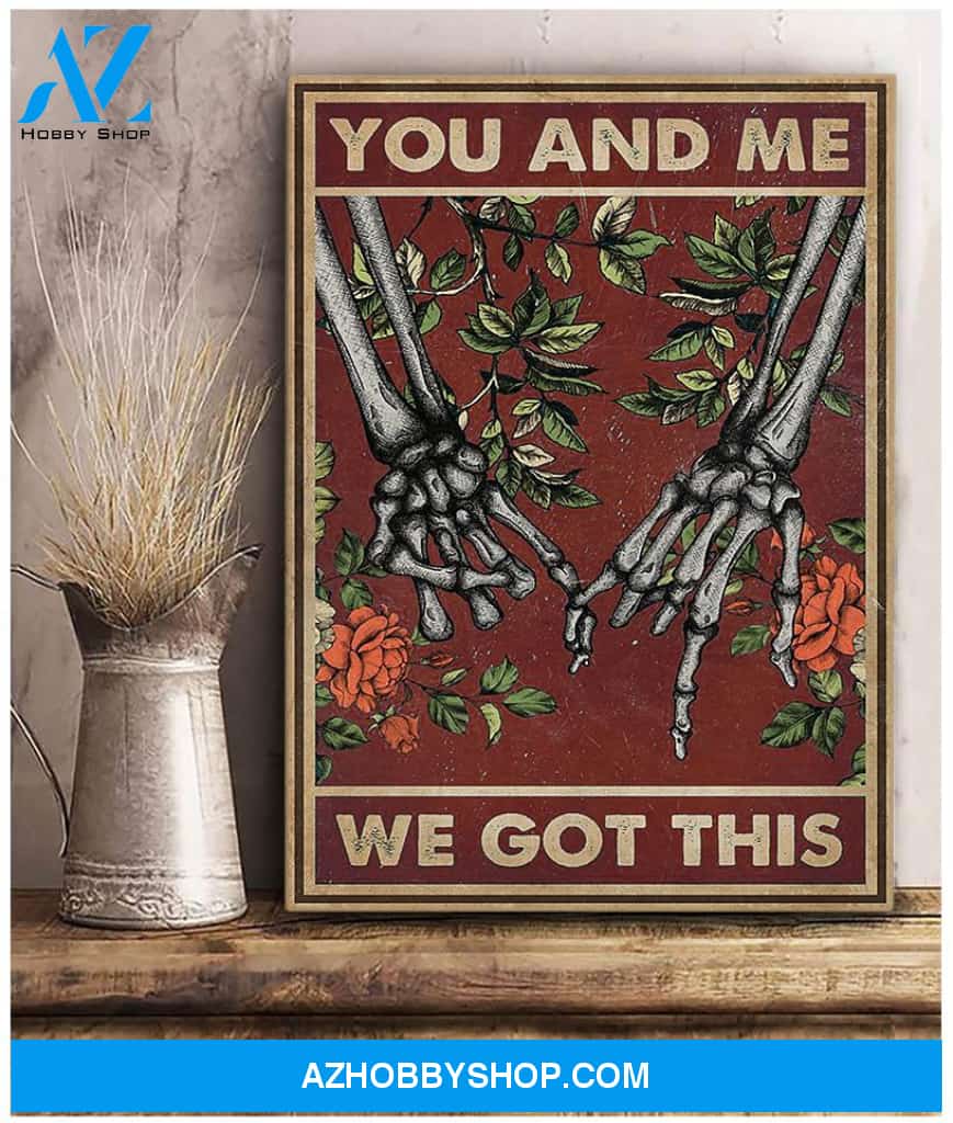 You And Me Hold Hand Together Skull Lovers Canvas Gift For Her For Him