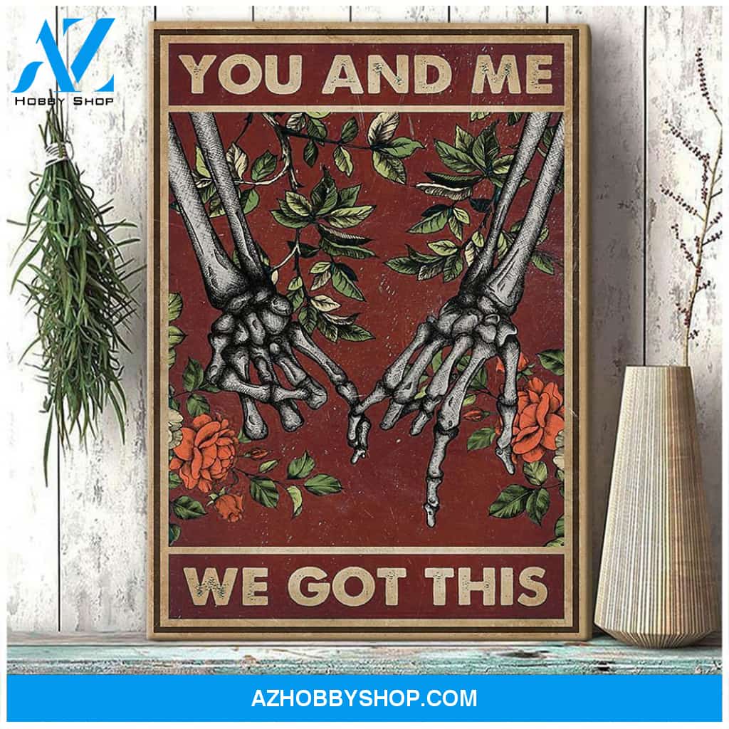 You And Me Hold Hand Together Skull Lovers Canvas Gift For Her For Him