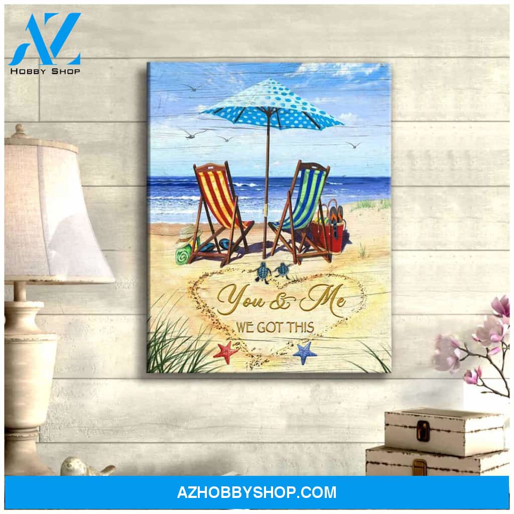 You and Me Turtle Beach Canvas Wall Art, Wall Decor Visual Art
