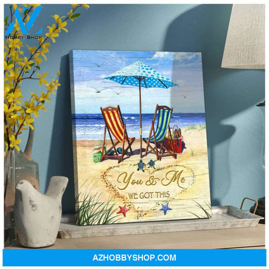 You and Me Turtle Beach Canvas Wall Art, Wall Decor Visual Art