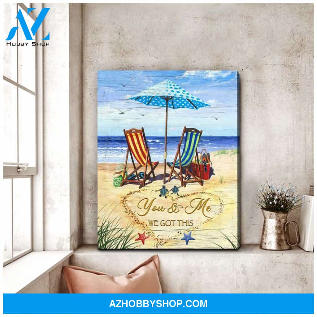 You and Me Turtle Beach Canvas Wall Art, Wall Decor Visual Art