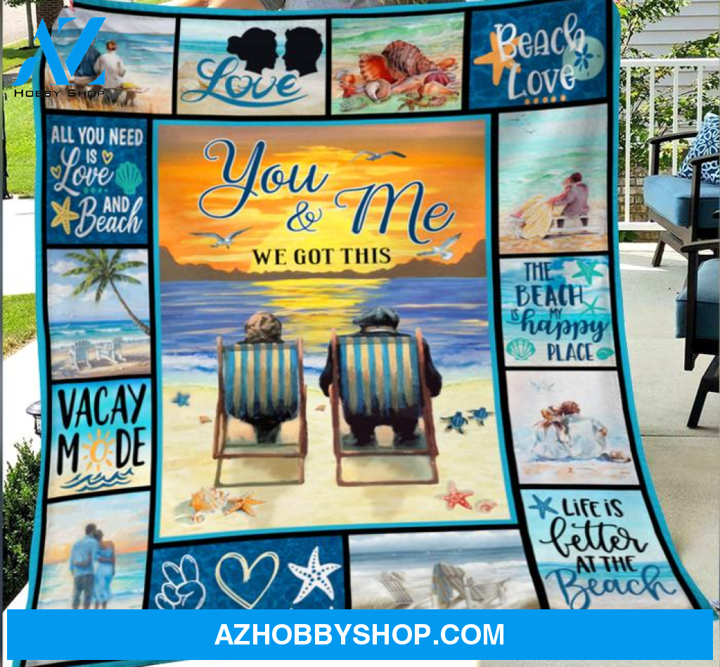 You And Me We Got This Sunset Beach Blanket Gift For Couple Birthday Gift Home Decor Bedding Couch Sofa Soft and Comfy Cozy