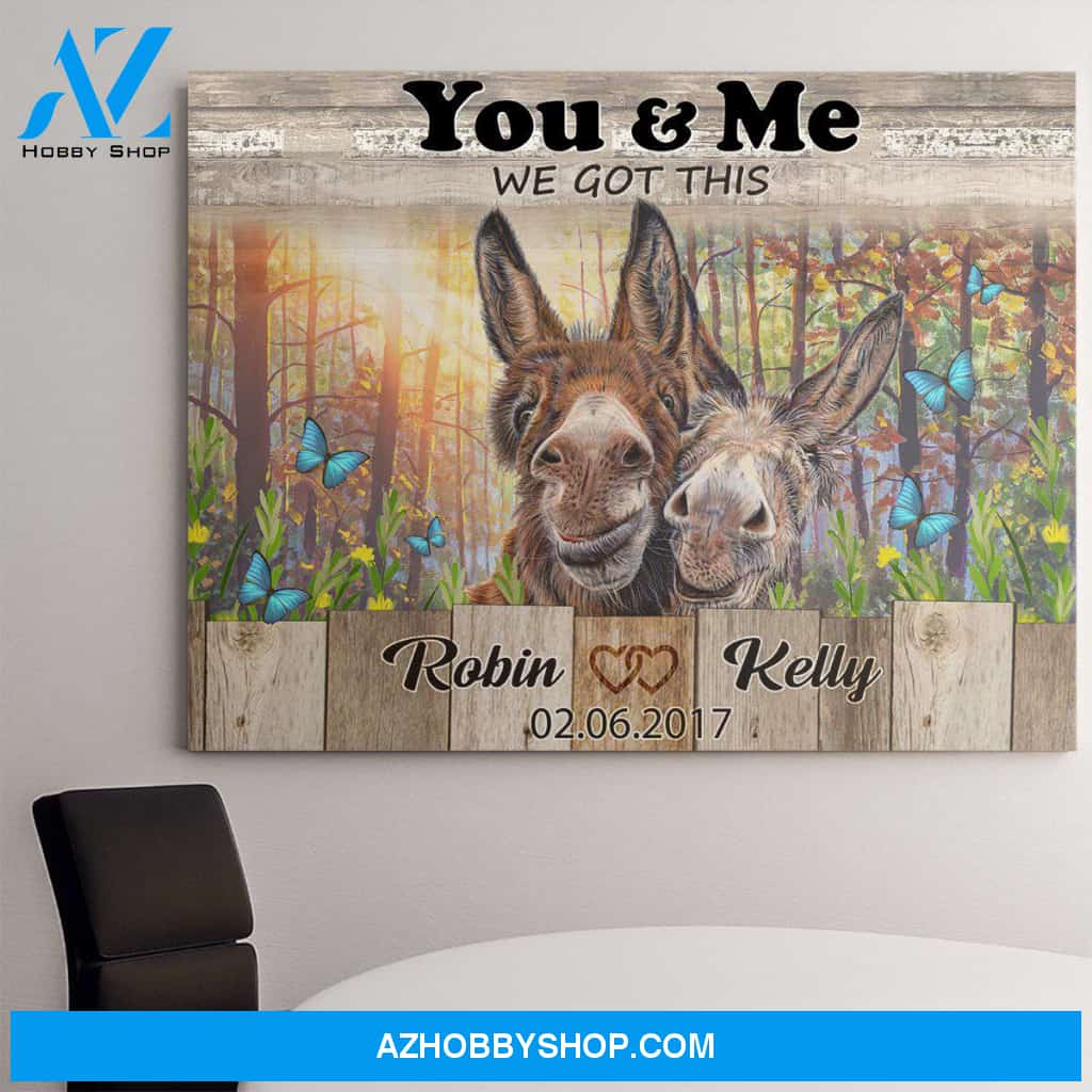 Personalized Canvas, You And Me We Got This With Happy Donkey In Forest Canvas Wall Art