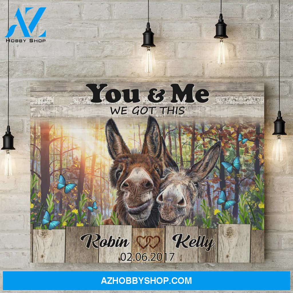 Personalized Canvas, You And Me We Got This With Happy Donkey In Forest Canvas Wall Art