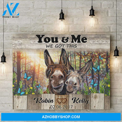 Personalized Canvas, You And Me We Got This With Happy Donkey In Forest Canvas Wall Art
