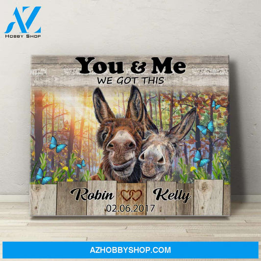 Personalized Canvas, You And Me We Got This With Happy Donkey In Forest Canvas Wall Art