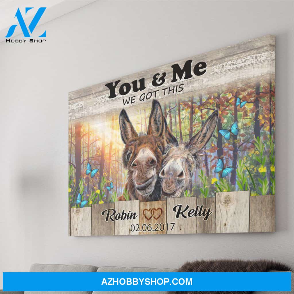 Personalized Canvas, You And Me We Got This With Happy Donkey In Forest Canvas Wall Art